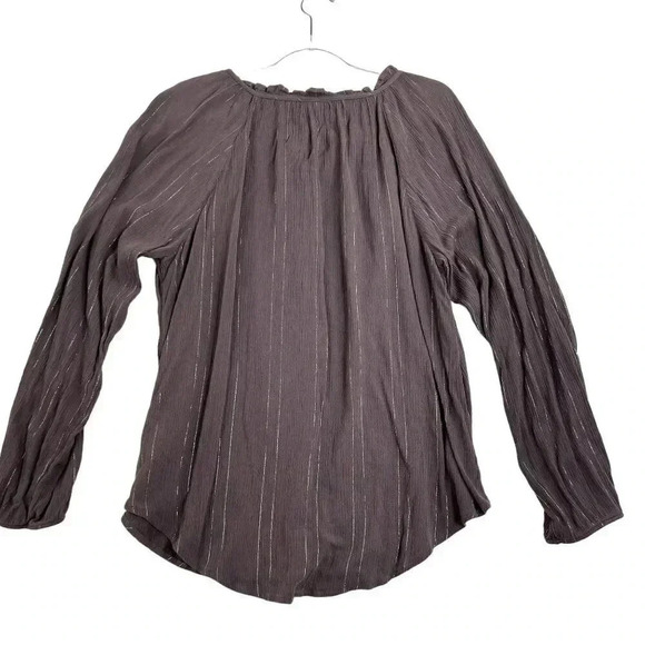 Torrid 2 Crinkle Gauze Lurex Peasant Blouse Top Shirt Purple Hippy Minimalistic - Picture 2 of 10